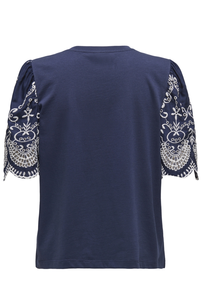 JDYOMA BRODERIE ANGLAISE TOP JRS 15341457 BLACK IRIS/EMBROIDERY